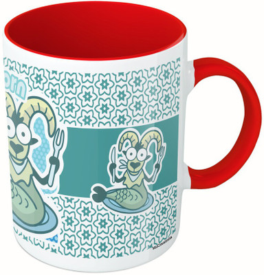

MiiCreations Printed Two Tone Red And White Zodiac Sign Capricorn Ceramic Mug(325 ml)