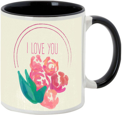 

AllUPrints I Love You So Much MOM Black Ceramic Mug(325 ml), Multicolor
