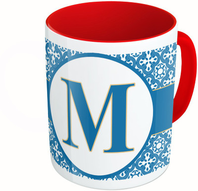 

MiiCreations Printed Two Tone Red And White Alphabet Letter "M" Ceramic Mug(325 ml)