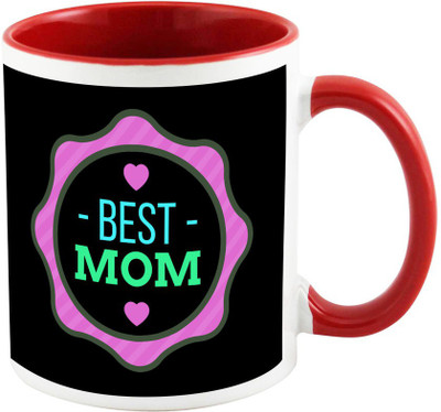 

AllUPrints Best Wishes For Best Mom Red Ceramic Mug(325 ml), Multicolor