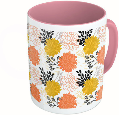 

MiiCreations Printed Two Tone Pink And White Flowers Pattern Ceramic Mug(325 ml)