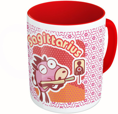 

MiiCreations Printed Two Tone Red And White Zodiac Sign Sagittarius Ceramic Mug(325 ml)