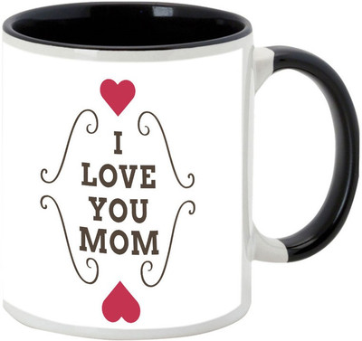 

AllUPrints I Love You Too Much Mother Black Ceramic Mug(325 ml), Multicolor
