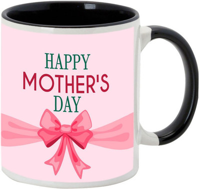 

AllUPrints Beautiful Hearts happy Mothers Day Black Ceramic Mug(325 ml), Multicolor