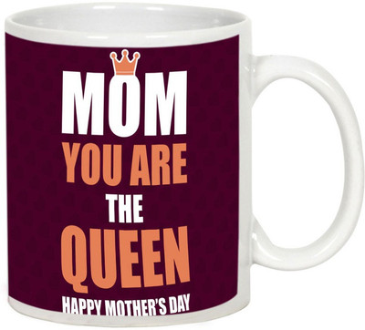 

AllUPrints Happy Mother's Day With Ribbons White Ceramic Mug(325 ml), Multicolor