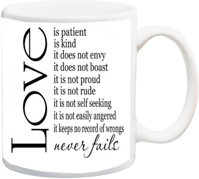 

ME&YOU Gift for Husband/Wife/Girlfriend/Boyfriend/Lover;"Love,Is Patient Kind HD printed Ceramic Mug(325 ml), Multicolor