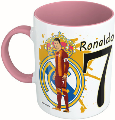 

MiiCreations Printed Two Tone Pink And White Ronaldo Football Club Ceramic Mug(325 ml)