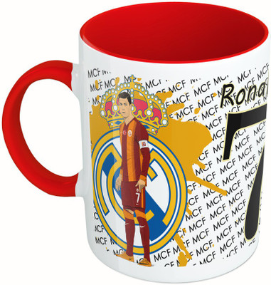 MiiCreations Printed Two Tone Red And White Ronaldo Ceramic Mug(325 ml)