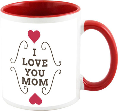 

AllUPrints I Love You Too Much Mother Red Ceramic Mug(325 ml), Multicolor
