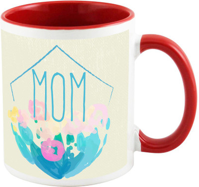 

AllUPrints Different Water Color Design MOM Red Ceramic Mug(325 ml), Multicolor