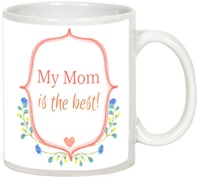 

AllUPrints I Love You MOM with Water Colors White Ceramic Mug(325 ml), Multicolor