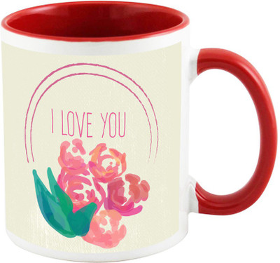 

AllUPrints I Love You So Much MOM Red Ceramic Mug(325 ml), Multicolor