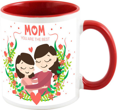 

AllUPrints Best Mom Ever Red Ceramic Mug(325 ml), Multicolor