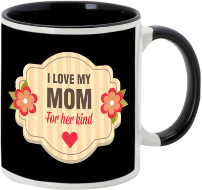 

AllUPrints I Love My Mom For Her Kind Heart Black Ceramic Mug(325 ml), Multicolor