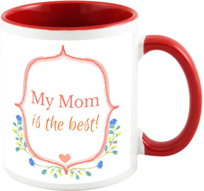 

AllUPrints I Love You MOM with Water Colors Red Ceramic Mug(325 ml), Multicolor