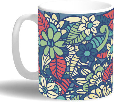 

PRINT OPERA Flowers Ceramic Mug(330 ml), Multicolor