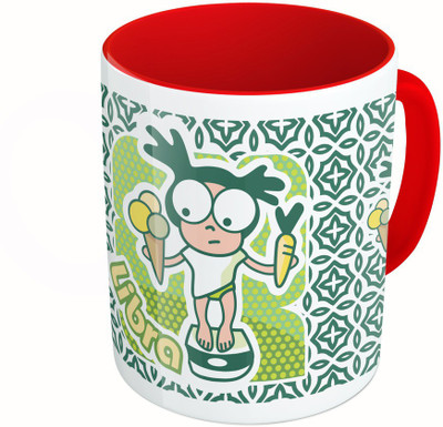 

MiiCreations Printed Two Tone Red And White Zodiac Sign Libra Ceramic Mug(325 ml)
