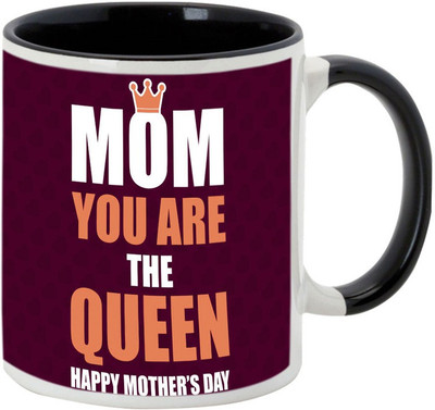 

AllUPrints Happy Mother's Day With Ribbons Black Ceramic Mug(325 ml), Multicolor