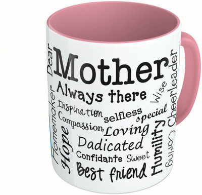 

MiiCreations Printed Two Tone Pink And White Mother's Day | Mother's Collarge Ceramic Mug(325 ml)