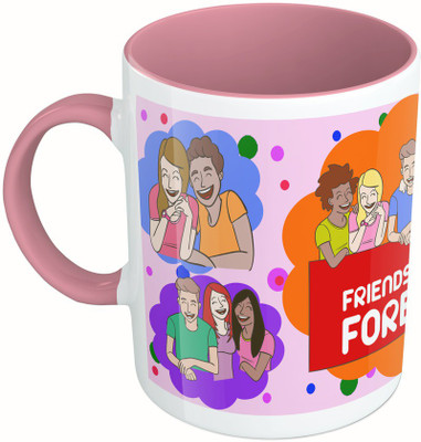 

MiiCreations Printed Two Tone Pink And White Friends Forever Ceramic Mug(325 ml)