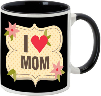 

AllUPrints I Love You Mummy Black Ceramic Mug(325 ml), Multicolor