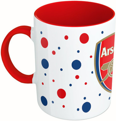 MiiCreations Printed Two Tone Red And White Football Team Ceramic Mug(325 ml)