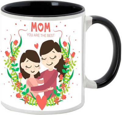 

AllUPrints Best Mom Ever Black Ceramic Mug(325 ml), Multicolor
