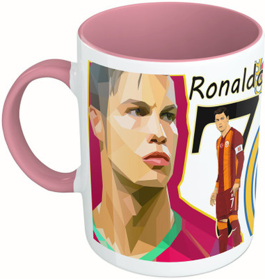 

MiiCreations Printed Two Tone Pink And White Ronaldo Football Team Ceramic Mug(325 ml)
