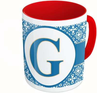 

MiiCreations Printed Two Tone Red And White Alphabet Letter "G" Ceramic Mug(325 ml)