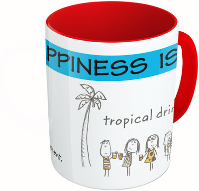 

MiiCreations Printed Two Tone Red And White Happiness Is Living For The Movement Ceramic Mug(325 ml)