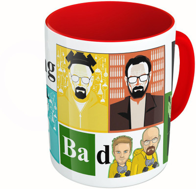 MiiCreations Printed Two Tone Red And White Breaking Bad Ceramic Mug(325 ml)
