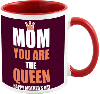 

AllUPrints Happy Mother's Day With Ribbons Red Ceramic Mug(325 ml), Multicolor