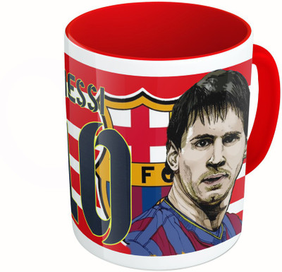 

MiiCreations Printed Two Tone Red And White Messi 10 Ceramic Mug(325 ml)