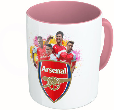 

MiiCreations Printed Two Tone Pink And White Arsenal Players Ceramic Mug(325 ml)