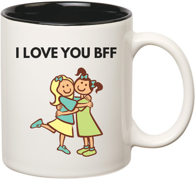 

HuppmeGift Best Friend Forever Inner Black Ceramic Mug(350 ml), Black;white