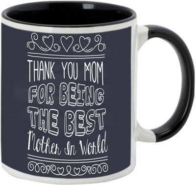 

AllUPrints Lovely Art with Flowers Black Ceramic Mug(325 ml), Multicolor