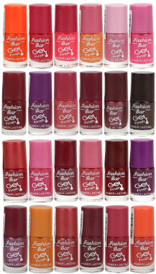 

Fashion Bar 24 pcs Nail Polishes Long Wear at Lowest Value Multicolor,(Pack of 24)