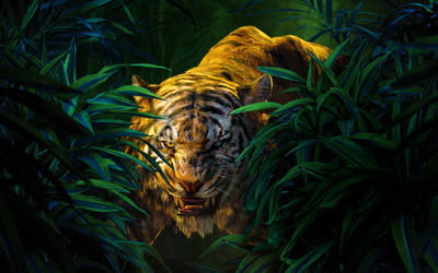

Akhuratha Poster Movie The Jungle Book (2016) The Jungle Book Shere Khan Tiger Animal Close-up Leaf Green HD Wallpaper Background Fine Art Print(12 inch X 18 inch, Rolled)