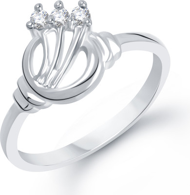 VK Jewels Charm Three Stone Shaped for Women and Girls Alloy Cubic Zirconia Gold Plated Ring