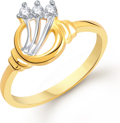 VK Jewels Charm Three Stone Shaped for Women and Girls Alloy Cubic Zirconia Gold Plated Ring