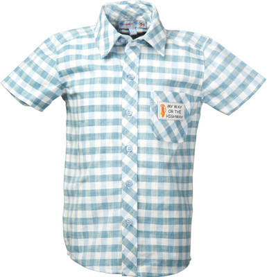 

Beanie Bugs Boys Checkered Casual Light Blue Shirt, Teal