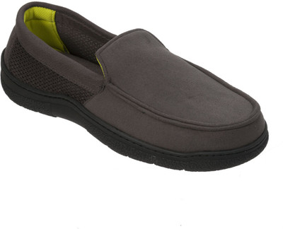 

Dearfoams Mixed Material Moccasin with Memory Foam Loafers For Men(Grey