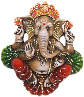 

Sarvsiddhi Terracotta Colored Kamal Palla Ganpati Wall Hanging Decorative Showpiece - 5 cm(Terracotta, Multicolor)