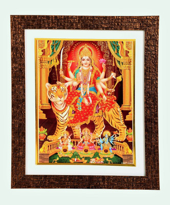 

BM Traders Bm Traders Golden Zari Work Photo Of Maa Durga In Copper Color Brick Finish Wooden Frame Decorative Showpiece - 36.83 cm(Wooden, Multicolor)