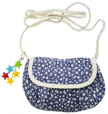 

Mehrunnisa Girls Evening/Party Blue, White Cotton Shoulder Bag