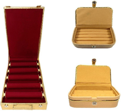 

Addyz 5 Bangle Rods With Ring, Earring Box Makeup Vanity Box(Gold)