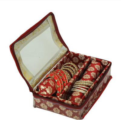 

Kuber Industries Kuber Industries Two Roll Brocade Bangle Box (Hardboard Support) Maroon-KI3219 Make up Vanity Box(Maroon)