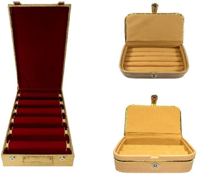 

Addyz 6 Bangle Rods With Ring, Earring Box Makeup Vanity Box(Gold)