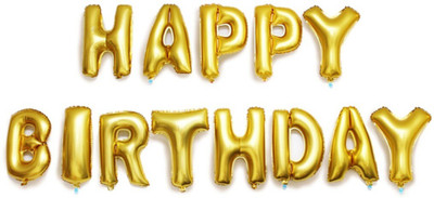 

PartyballoonsHK Solid Happy Birthday Foil Balloon(Gold, Pack of 1)