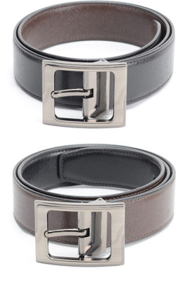

Calvadoss Men Formal Black, Brown Texas Leatherite Reversible Belt